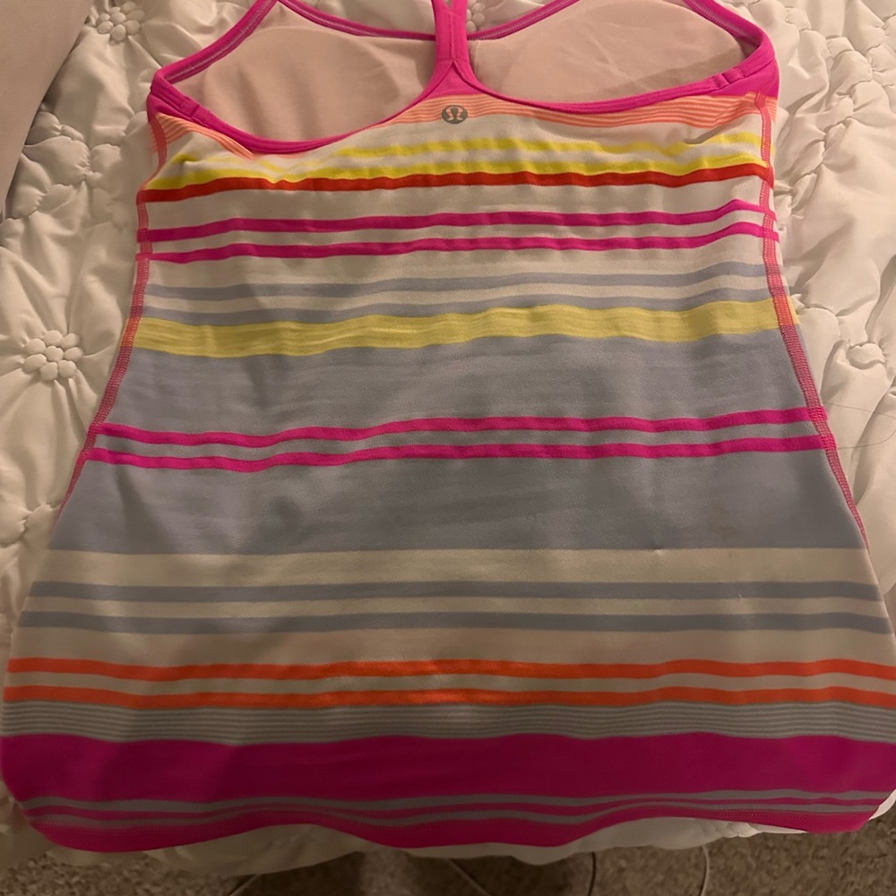Lululemon Pink and Yellow Striped Tank Top - Picture 2 of 3